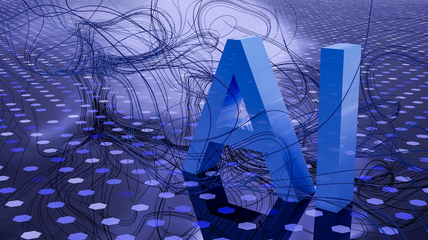 Abstract AI visualization for getting a UAE website cited in ChatGPT and Google AI
