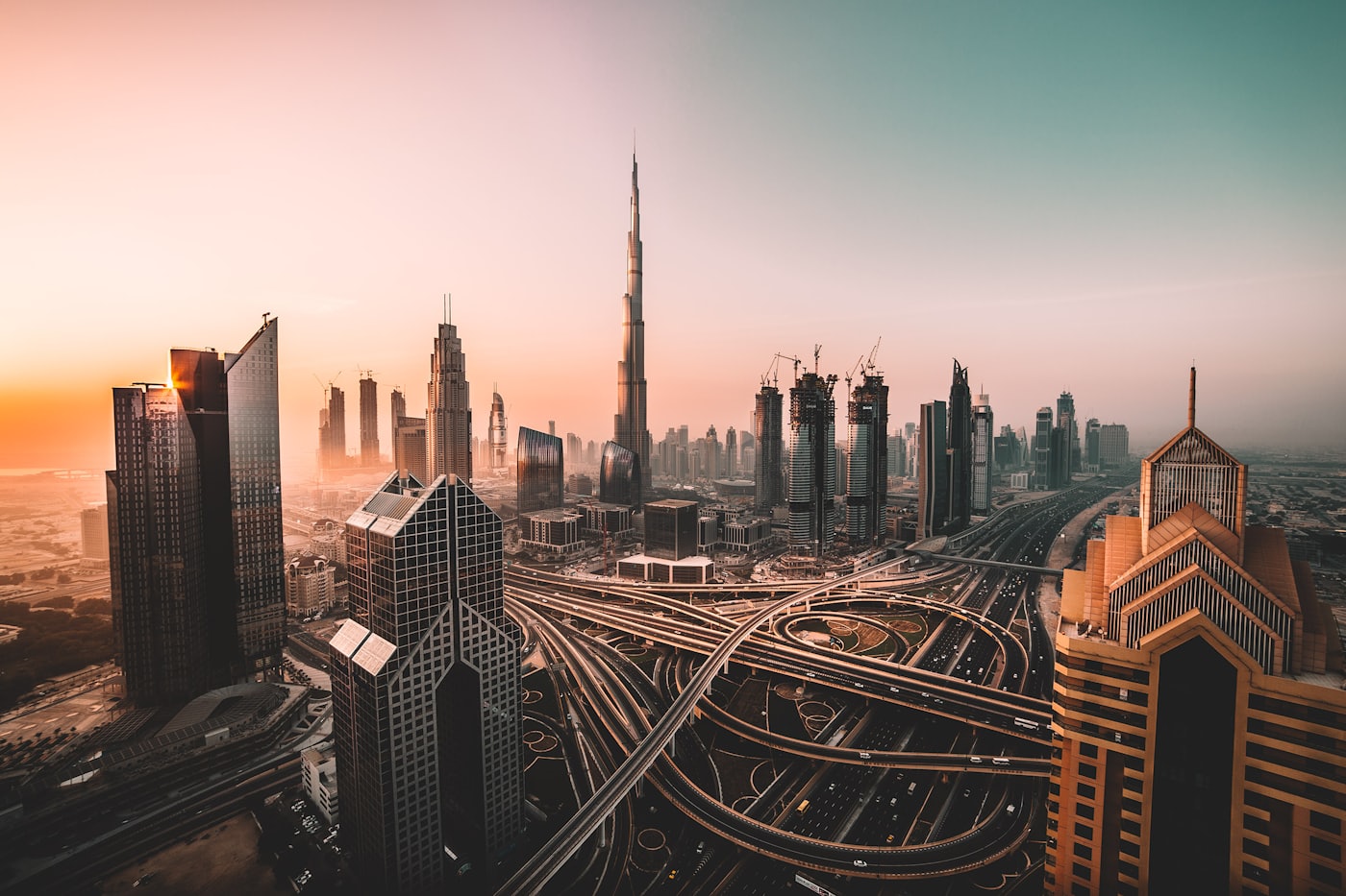Dubai skyline at dusk, the setting for bilingual Arabic and English websites in the UAE