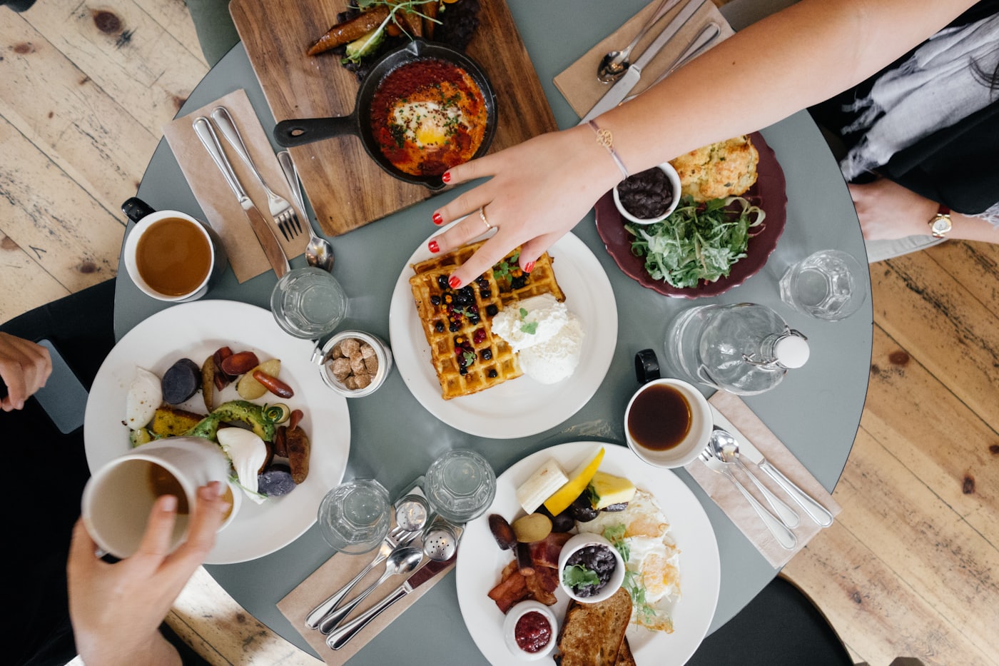 A colourful spread of dishes — the menu page should be as easy to scan as the table